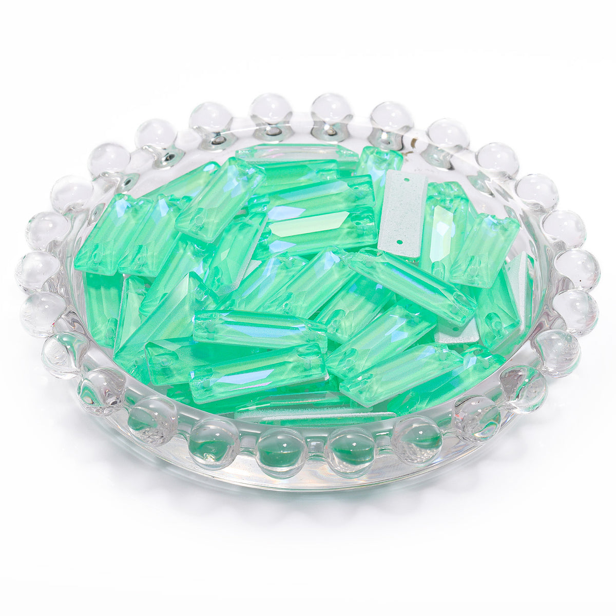 Electric Neon Greenwrap Cosmic Baguette Shape High Quality Glass Sew-on Rhinestones WholesaleRhinestone