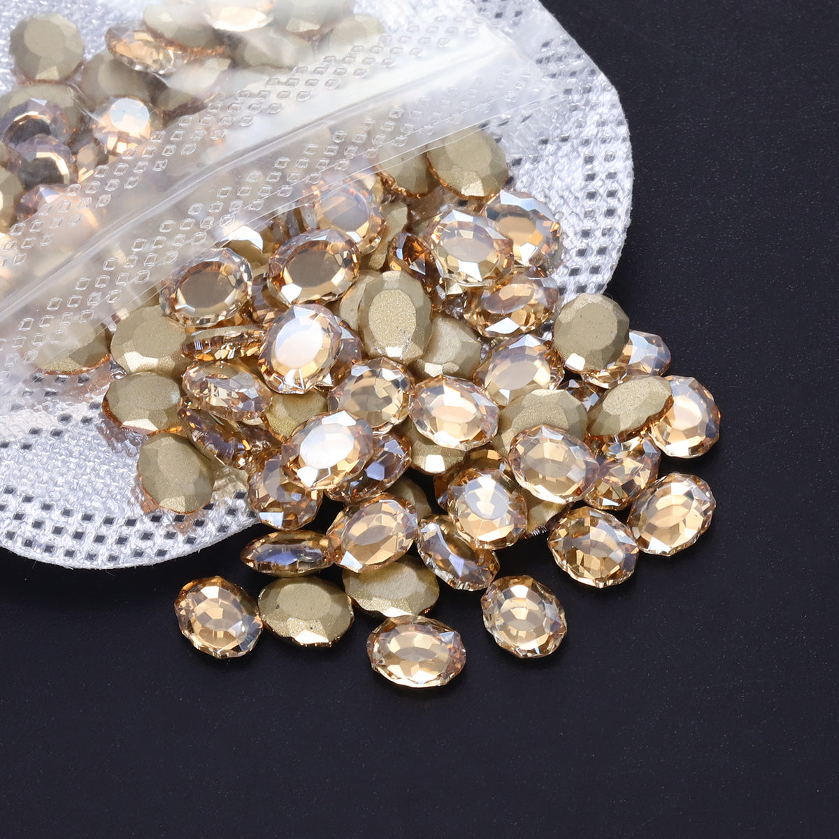 Champagne Magic Mirror Shape Pointed Back Fancy Rhinestones For Nail Art