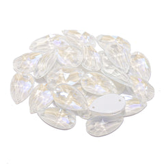 Electric Neon White Drop Shape High Quality Glass Sew-on Rhinestones