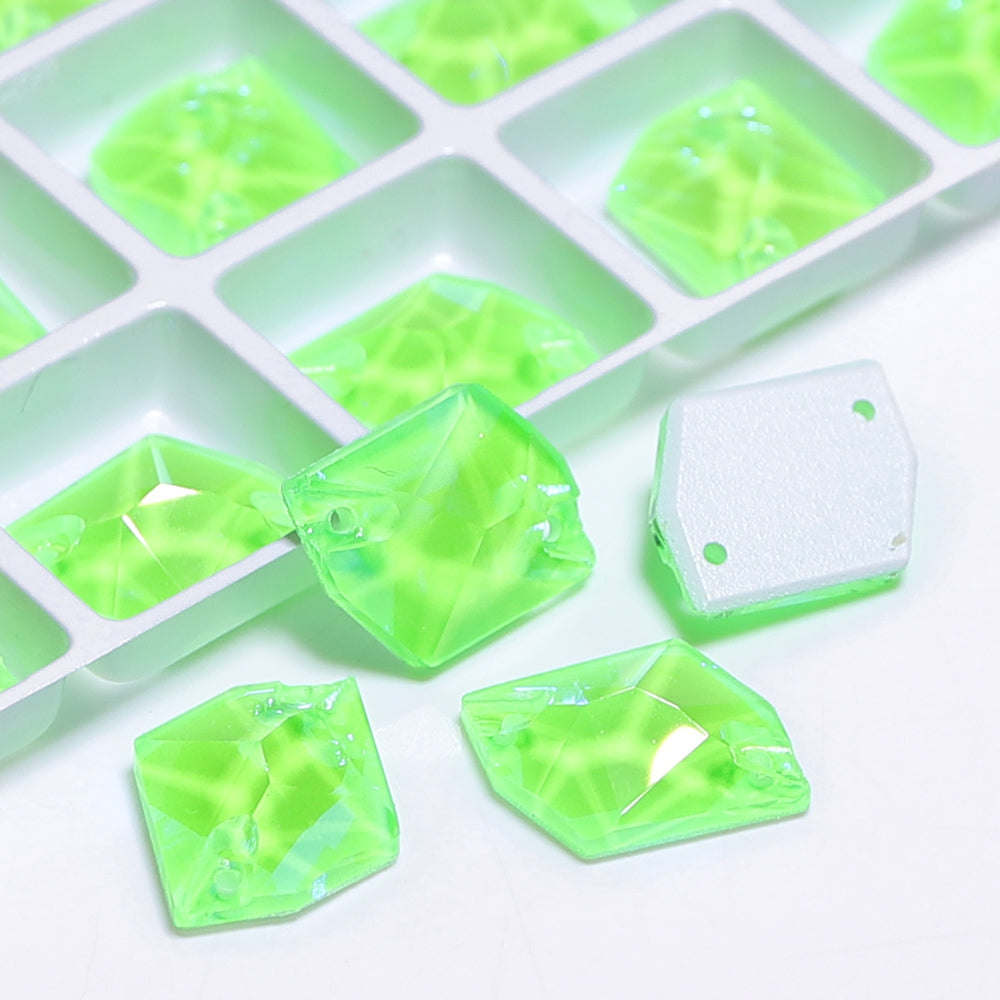 Electric Neon Peridot Cosmic Shape High Quality Glass Sew-on Rhinestones Secondary image