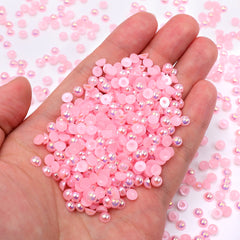 Light Pink AB Resin Flat Back Pearls Multi Sizes WholesaleRhinestone