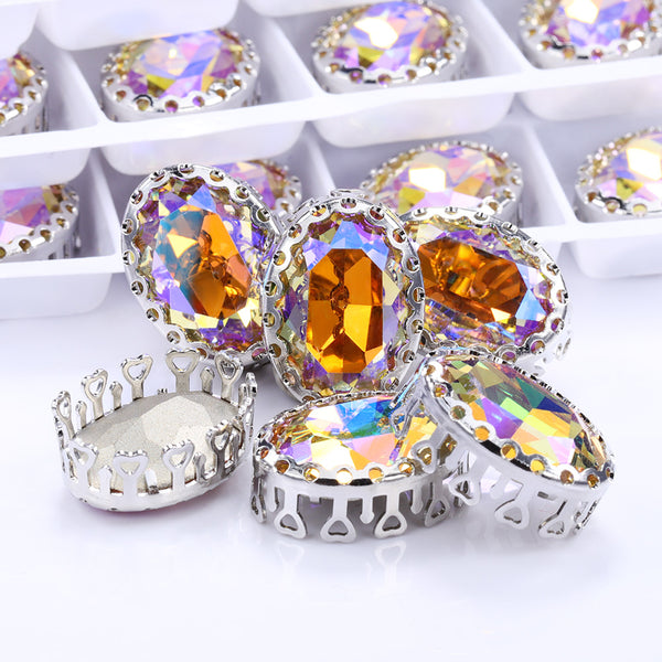 Paradise Shine Oval Shape High-Quality Glass Sew-on Nest Hollow Claw Rhinestones WholesaleRhinestone
