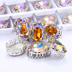 Paradise Shine Oval Shape High-Quality Glass Sew-on Nest Hollow Claw Rhinestones WholesaleRhinestone