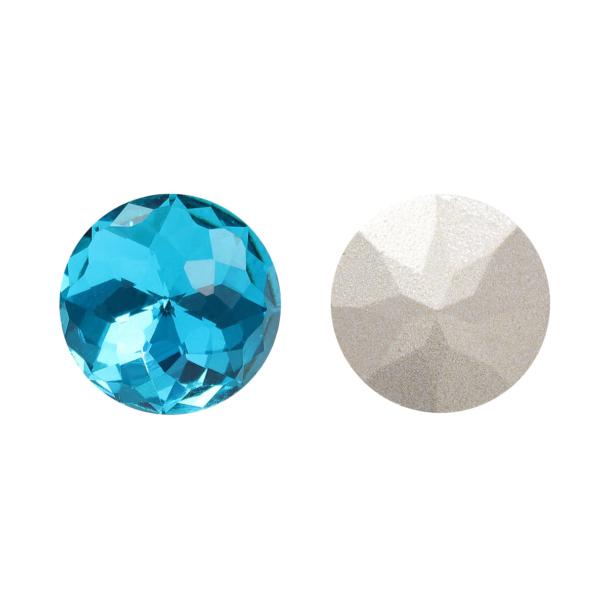 Aquamarine Dome Round Shape High Quality Glass Pointed Back Fancy Rhinestones