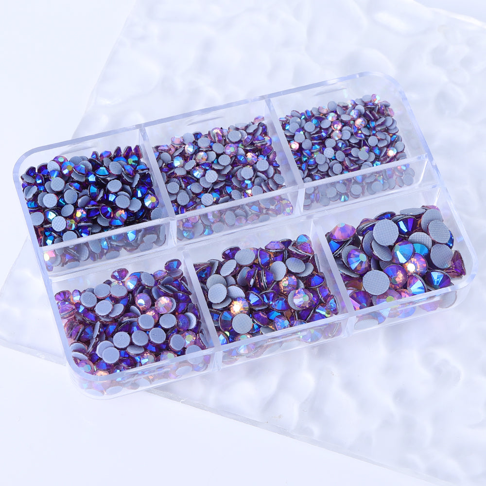 Mixed Sizes 6 Grid Box Light Amethyst AB Glass HotFix Rhinestones For Clothing DIY Secondary image