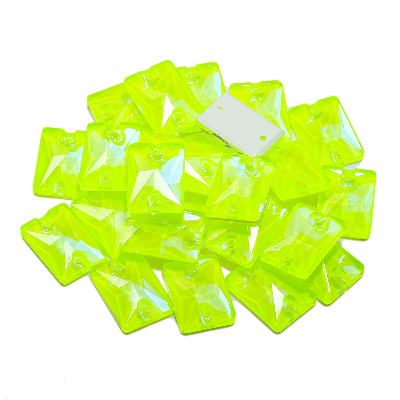 Electric Neon Jonquil Rectangle Shape High Quality Glass Sew-on Rhinestones Secondary image