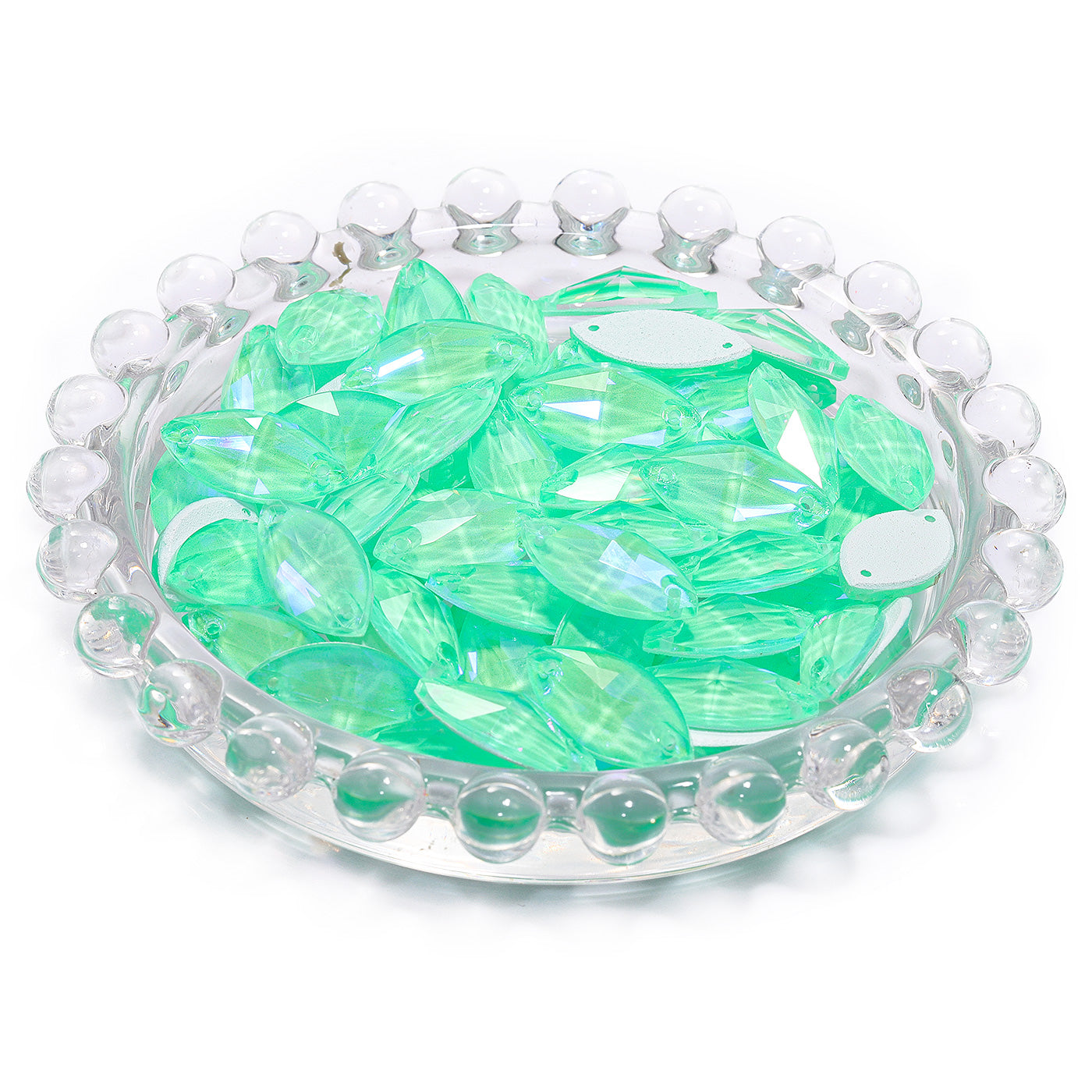 Electric Neon Greenwrap Navette Shape High Quality Glass Sew-on Rhinestones WholesaleRhinestone