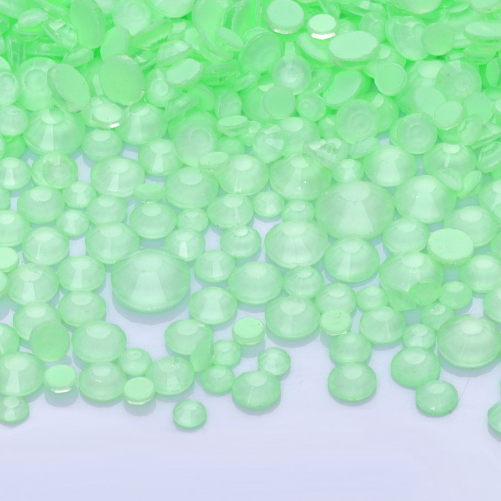 Mixed Sizes Neon Mint Mambo Glass Flat Back Rhinestones For Nail Art WholesaleRhinestone