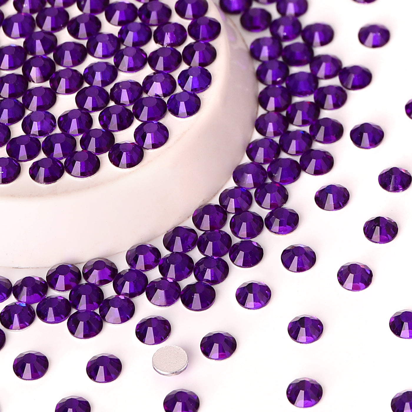 Pure Purple Glass FlatBack Rhinestones Silver Back Secondary image