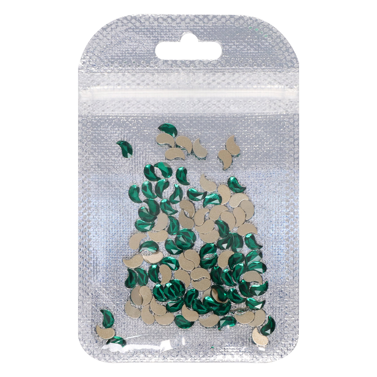 Comma Shape Dark Green Flat Back Fancy Rhinestones WholesaleRhinestone