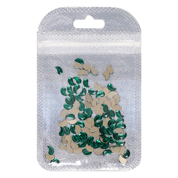 Comma Shape Dark Green Flat Back Fancy Rhinestones WholesaleRhinestone