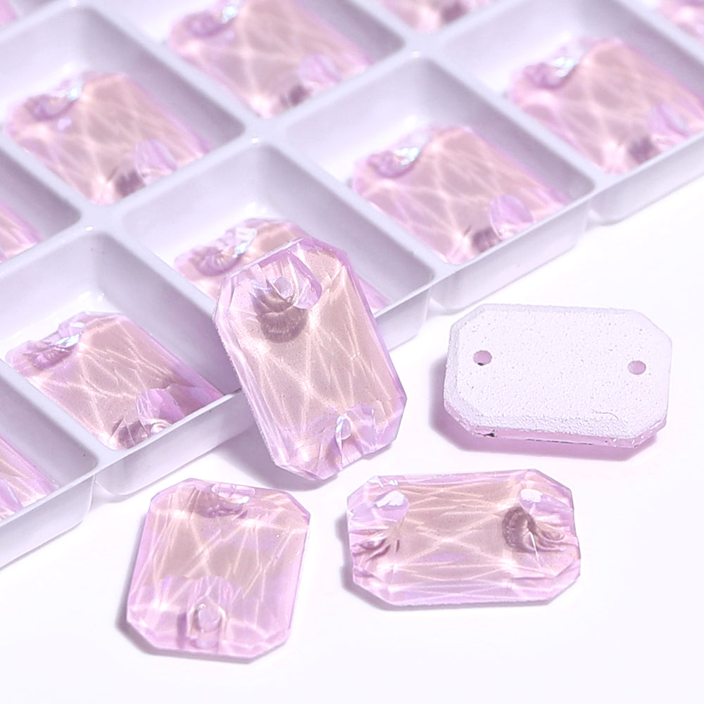 Electric Neon Light Rose Octagon Shape High Quality Glass Sew-on Rhinestones