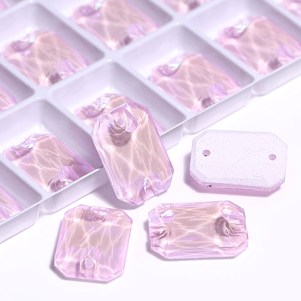 Electric Neon Light Rose Octagon Shape High Quality Glass Sew-on Rhinestones