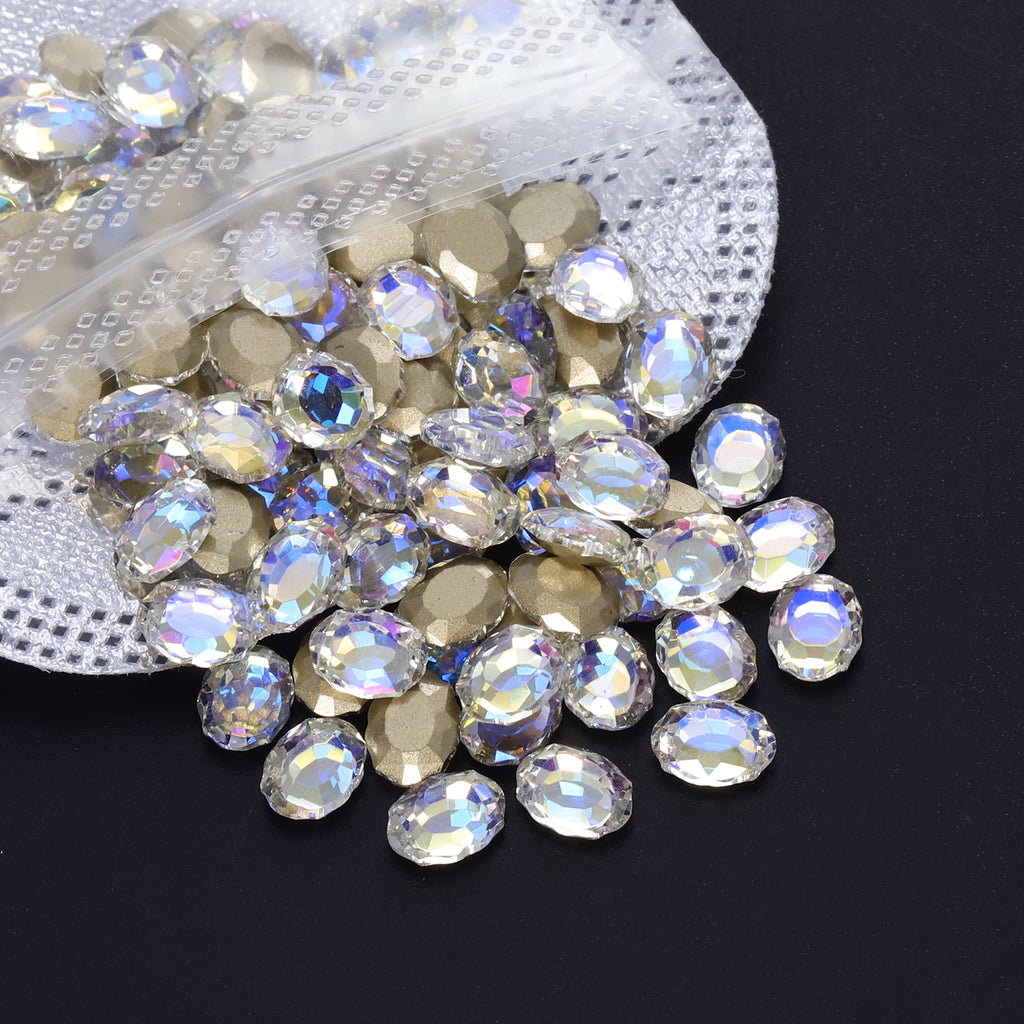 Blue Moonlight Magic Mirror Shape Pointed Back Fancy Rhinestones For Nail Art