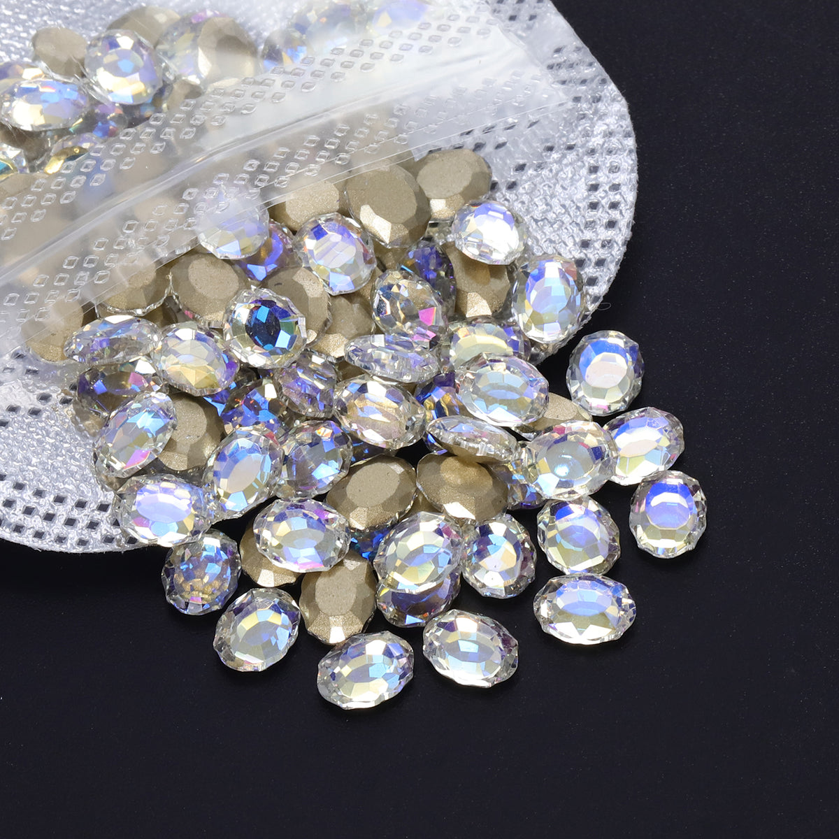 Blue Moonlight Magic Mirror Shape Pointed Back Fancy Rhinestones For Nail Art