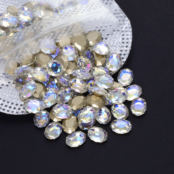 Blue Moonlight Magic Mirror Shape Pointed Back Fancy Rhinestones For Nail Art