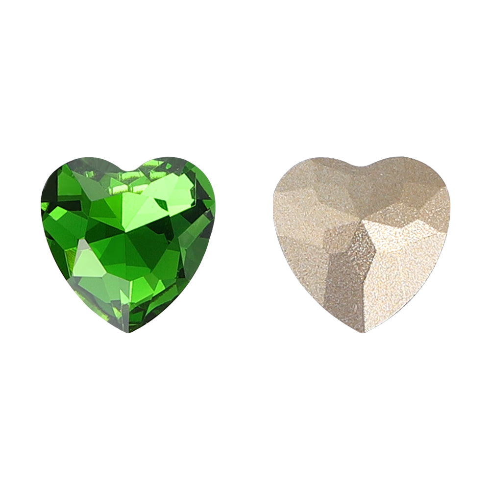 Fern Green Heart Shape High Quality Glass Pointed Back Fancy Rhinestones WholesaleRhinestone Hovedbillede