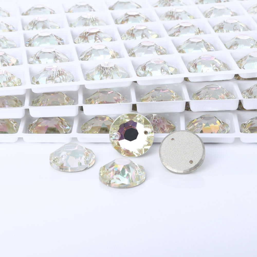 Luminous Green XIRIUS Round Shape High Quality Glass Sew-on Rhinestones WholesaleRhinestone