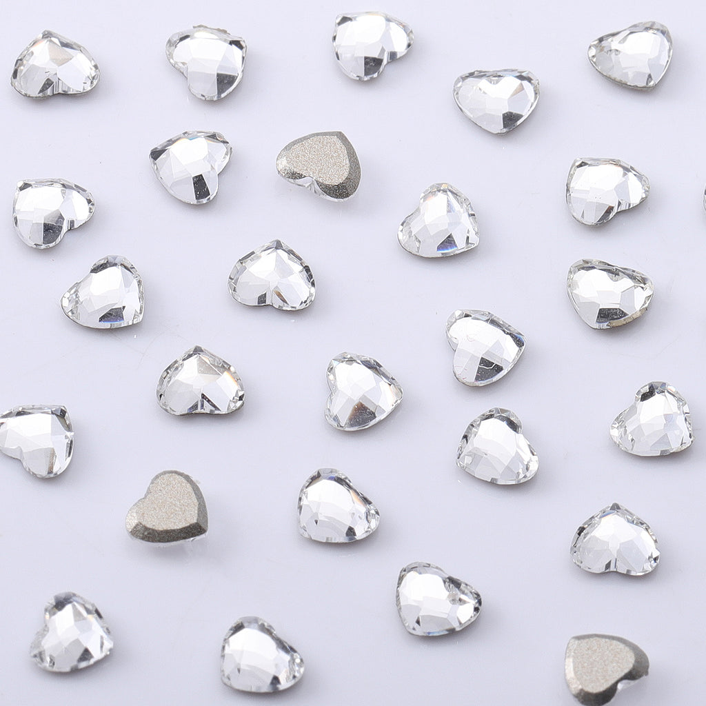 Heart Shape Multi Colors Small Size Glass Beveled Flat Back Fancy Rhinestones For Nail Art WholesaleRhinestone