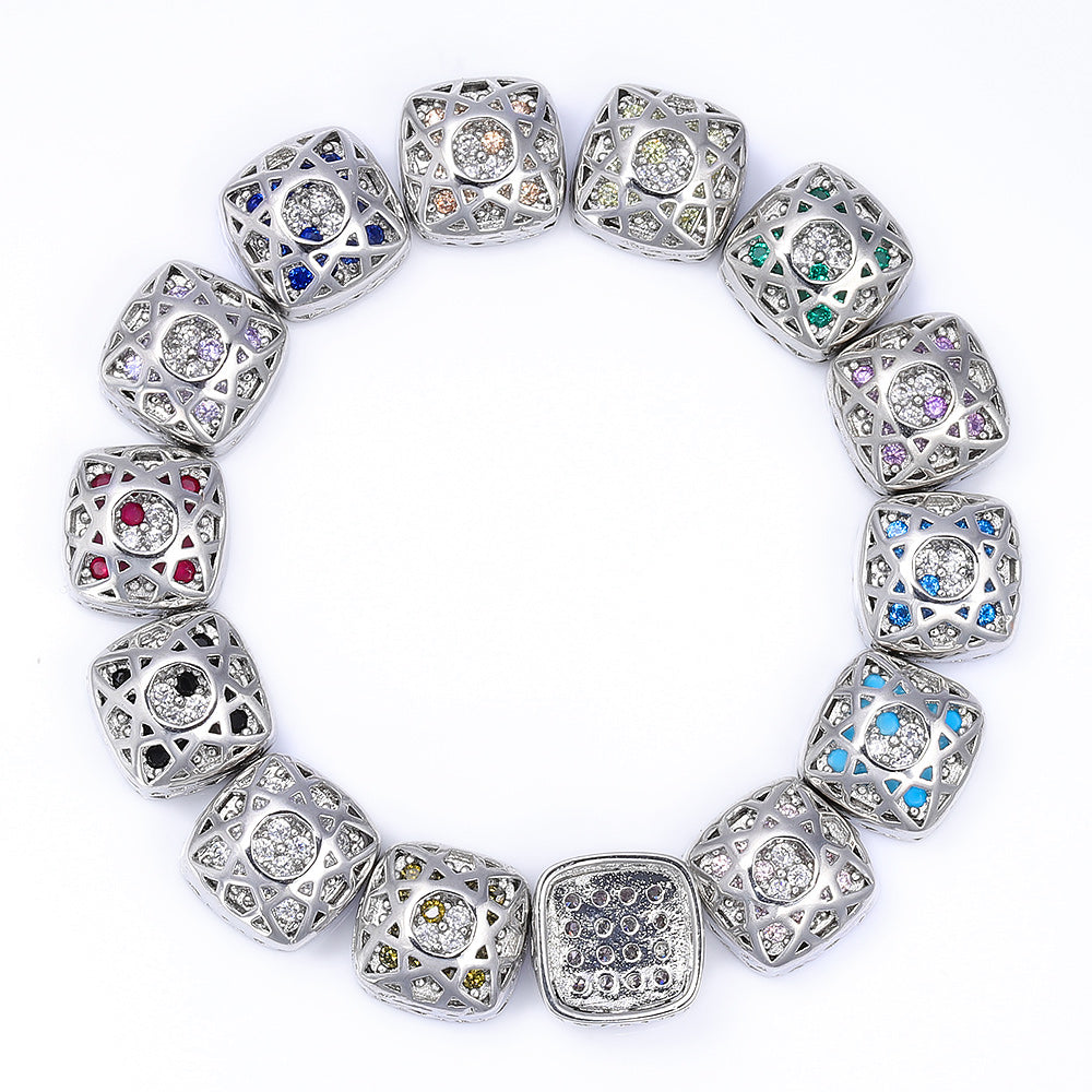 Cushion Square Shape Imitation Rhodium Plated High-Quality Sew-on Alloy Charms Inlaid Cubic Zirconia WholesaleRhinestone
