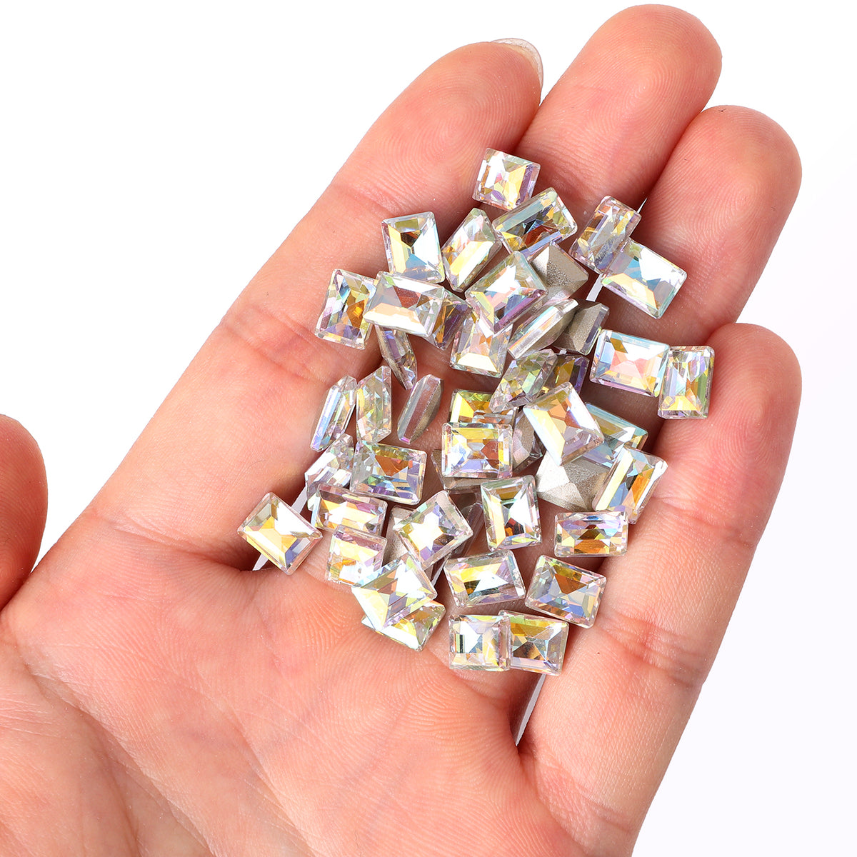 Cognac White Rectangle Shape Glass Pointed Back Fancy Rhinestones WholesaleRhinestone