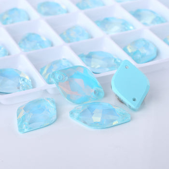 Aquamarine AM Lemon Shape High Quality Glass Sew-on Rhinestones WholesaleRhinestone
