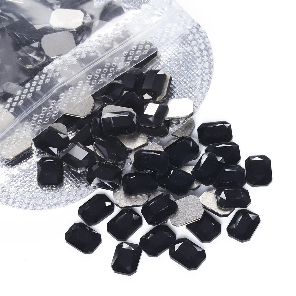Octagon Shape Black Flat Back Fancy Rhinestones