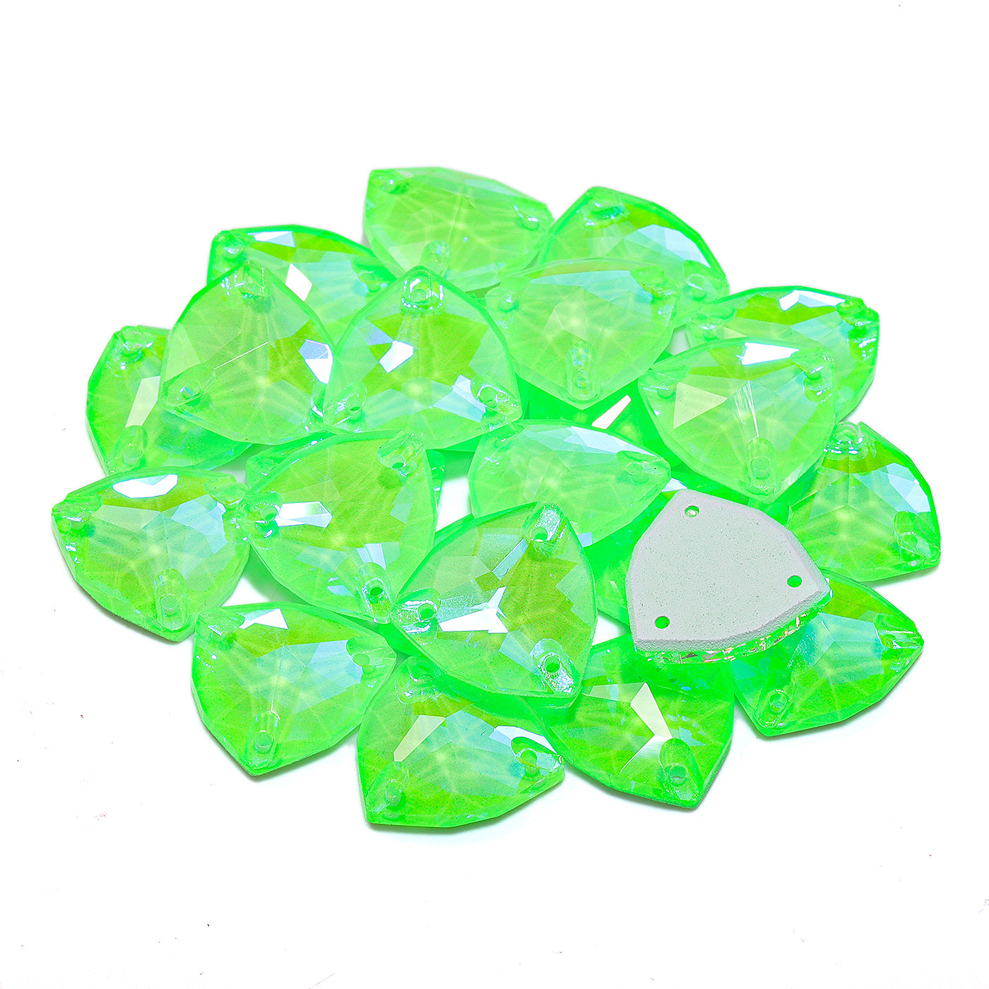 Elektrisk neon peridot trilliant form högkvalitativ glas Sew-on strass Sekundär produktbild