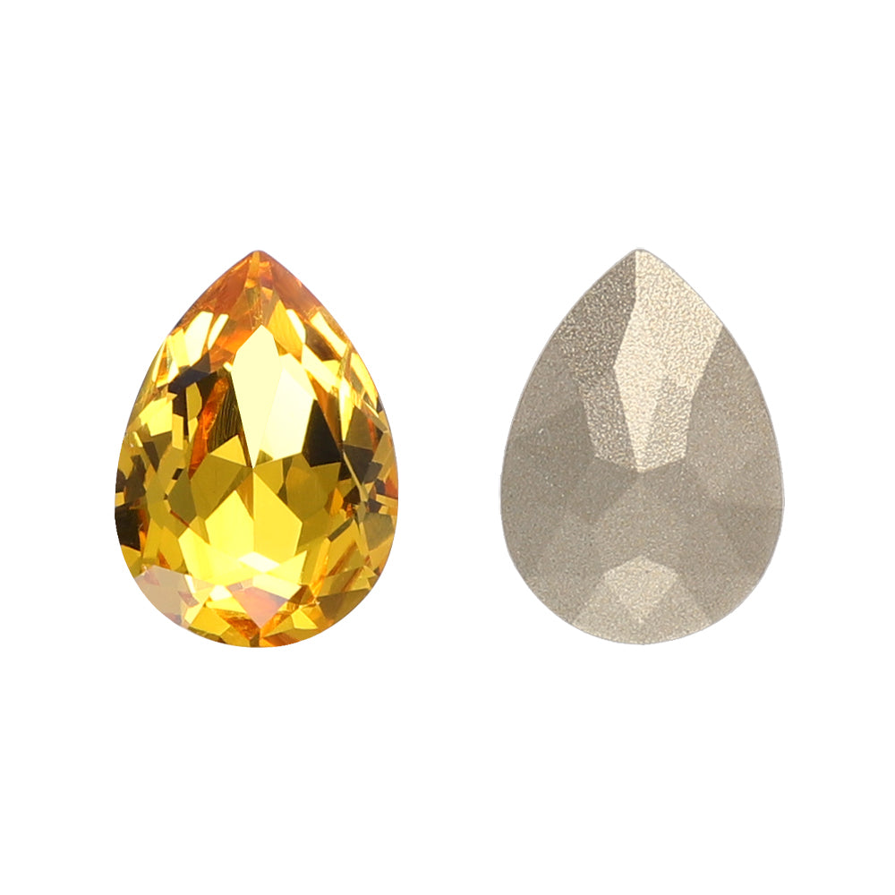 Light Topaz Pear Shape High Quality Glass Pointed Back Fancy Rhinestones WholesaleRhinestone 메인 이미지