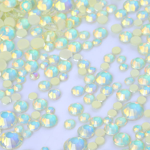 Mixed Sizes Mocha Opal Lt Yellow Glass Flat Back Rhinestones For Nail Art WholesaleRhinestone