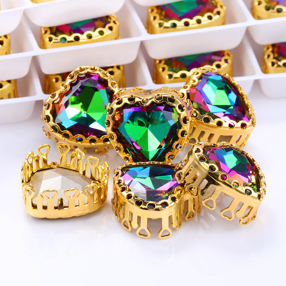 Volcano Maxi Heart Shape High-Quality Glass Sew-on Nest Hollow Claw Rhinestones WholesaleRhinestone