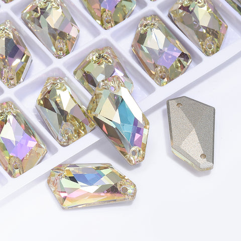 Luminous Green De-Art Shape High Quality Glass Sew-on Rhinestones