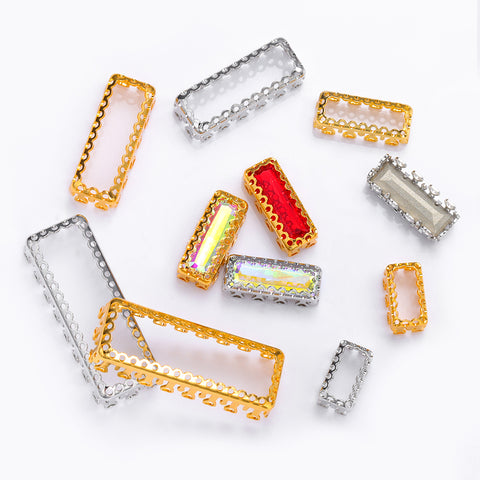 Princess Baguette Shape High-Quality Sew-on Nest Hollow Claw For Rhinestone Claw settings