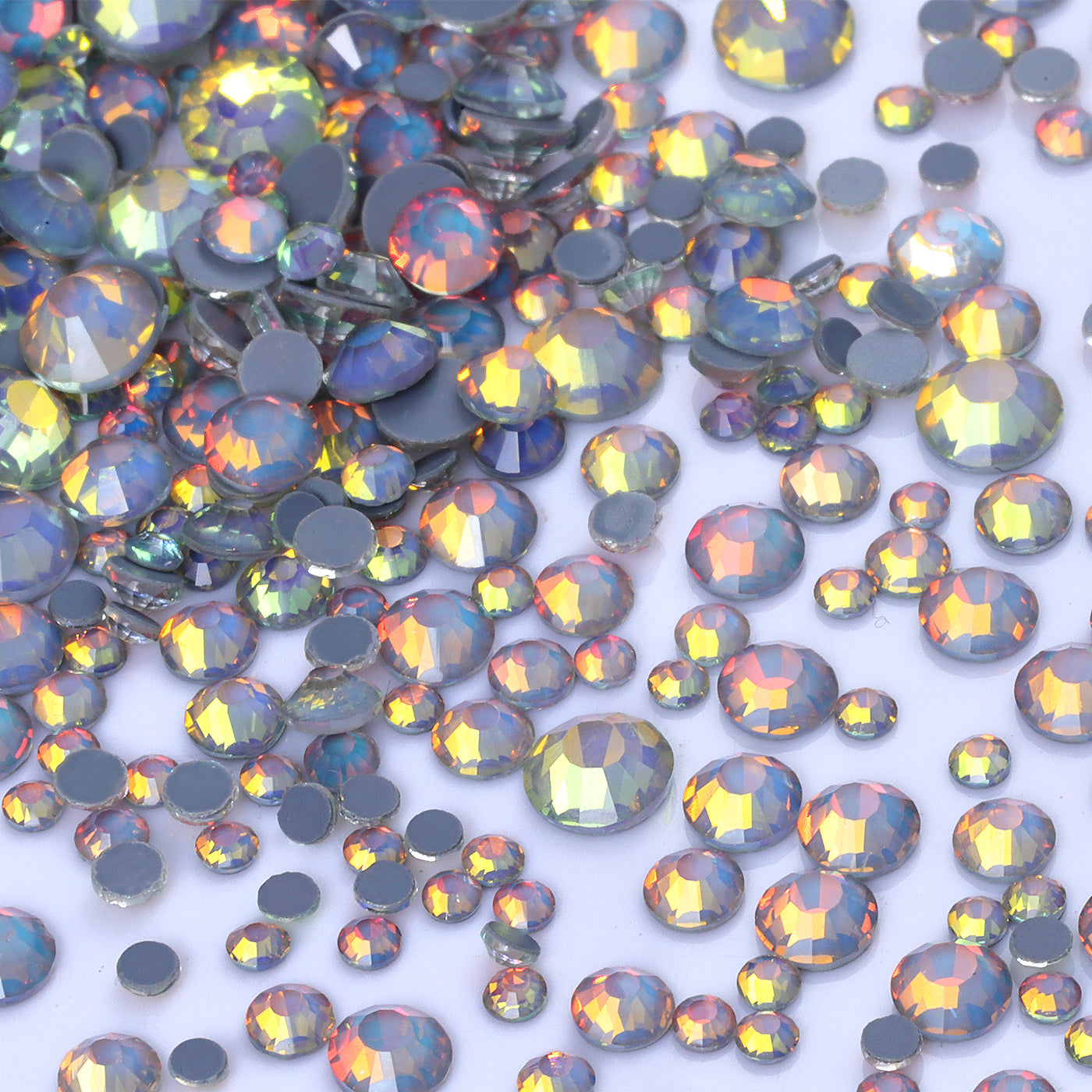 Mixed Sizes Mocha Opal Dk Gray Glass Flat Back Rhinestones For Nail Art WholesaleRhinestone