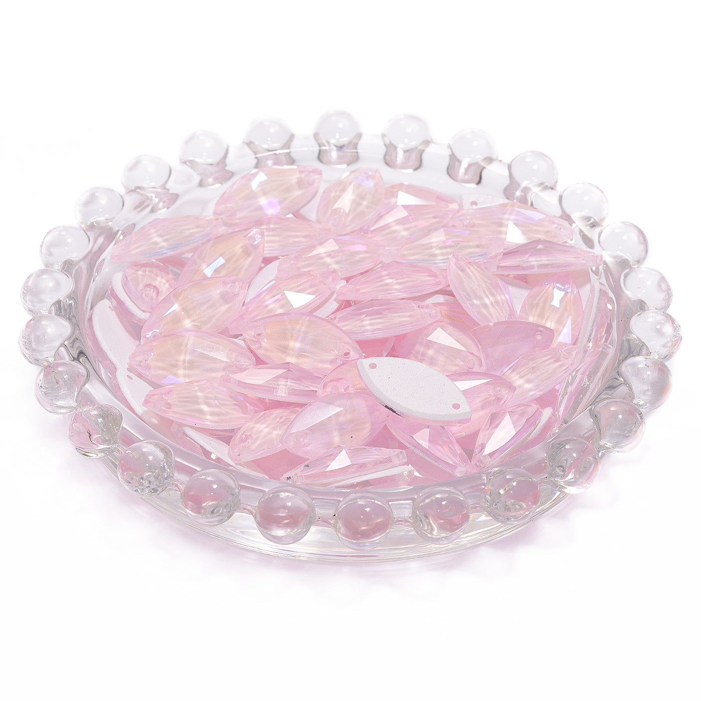 Electric Neon Light Rose Navette Shape High Quality Glass Sew-on Rhinestones WholesaleRhinestone