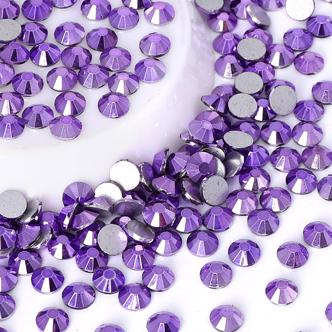 Metallic Light Violet Glass FlatBack Rhinestones Silver Back Secondary image