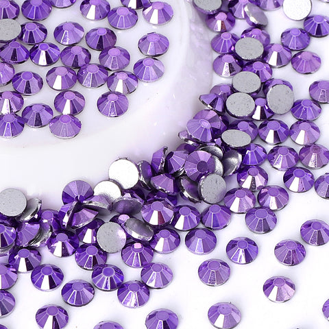 Metallic Light Violett Glass Flachback Strass Silber Rücken Zweitbild