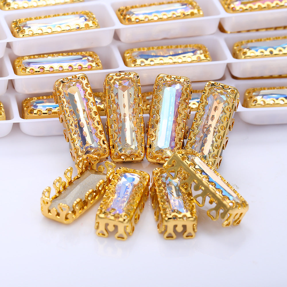 Moonlight Princess Baguette Shape High-Quality Glass Sew-on Nest Hollow Claw Rhinestones WholesaleRhinestone