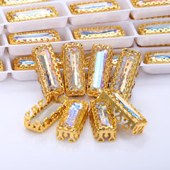 Moonlight Princess Baguette Shape High-Quality Glass Sew-on Nest Hollow Claw Rhinestones