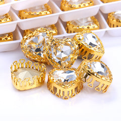 Crystal Maxi 심장 모양 고품질 유리 바느질 둥지 둥지 중공 클로리톤
