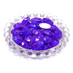 Electric Neon Violet Oval Shape High Quality Glass Sew-on Rhinestones