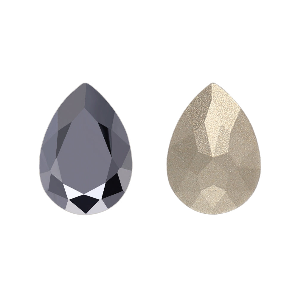Jet Metallic Silver Pear Shape High Quality Glass Pointed Back Fancy Rhinestones WholesaleRhinestone Main image