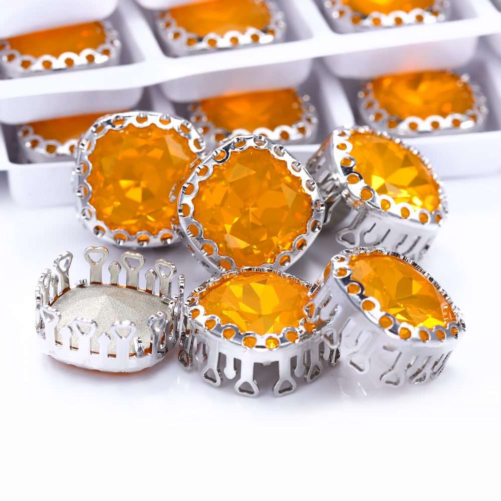Topaz Opal Cushion Square Shape High-Quality Glass Sew-on Nest Hollow Claw Rhinestones WholesaleRhinestone