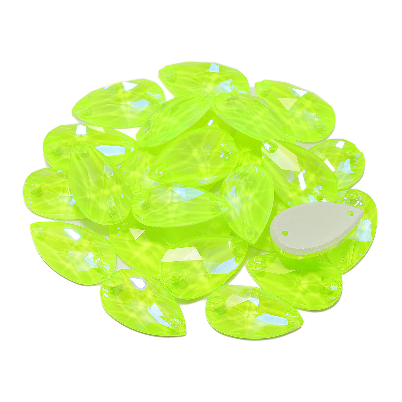Forma de caída de jonquil de neón eléctrico de alta calidad Rhinestones de costura de vidrio Imagen secundaria del producto