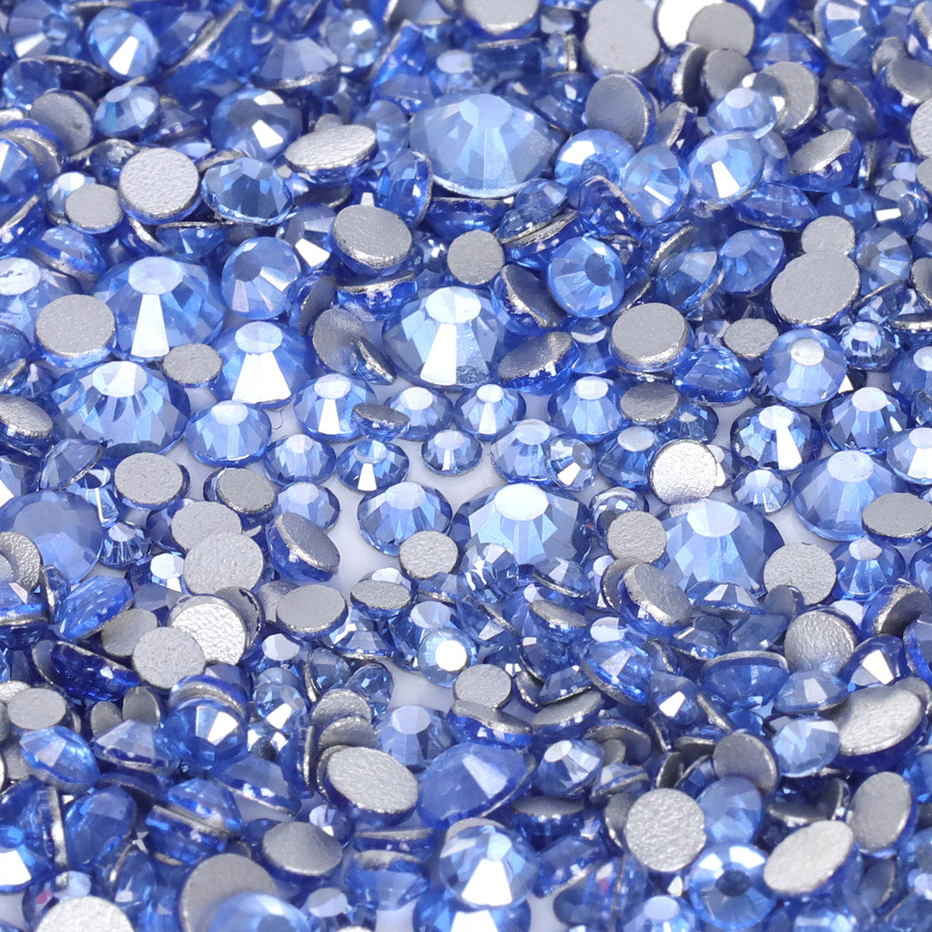 Mixed Sizes Star Light Blue Glass FlatBack Rhinestones For Nail Art Silver Back WholesaleRhinestone
