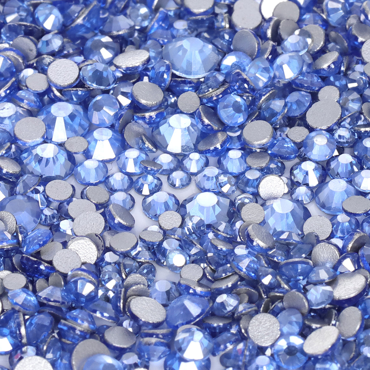 Mixed Sizes Star Light Blue Glass FlatBack Rhinestones For Nail Art Silver Back WholesaleRhinestone