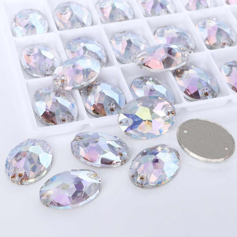 Crystal Transmission Oval Shape High Quality Glass Sew-on Rhinestones