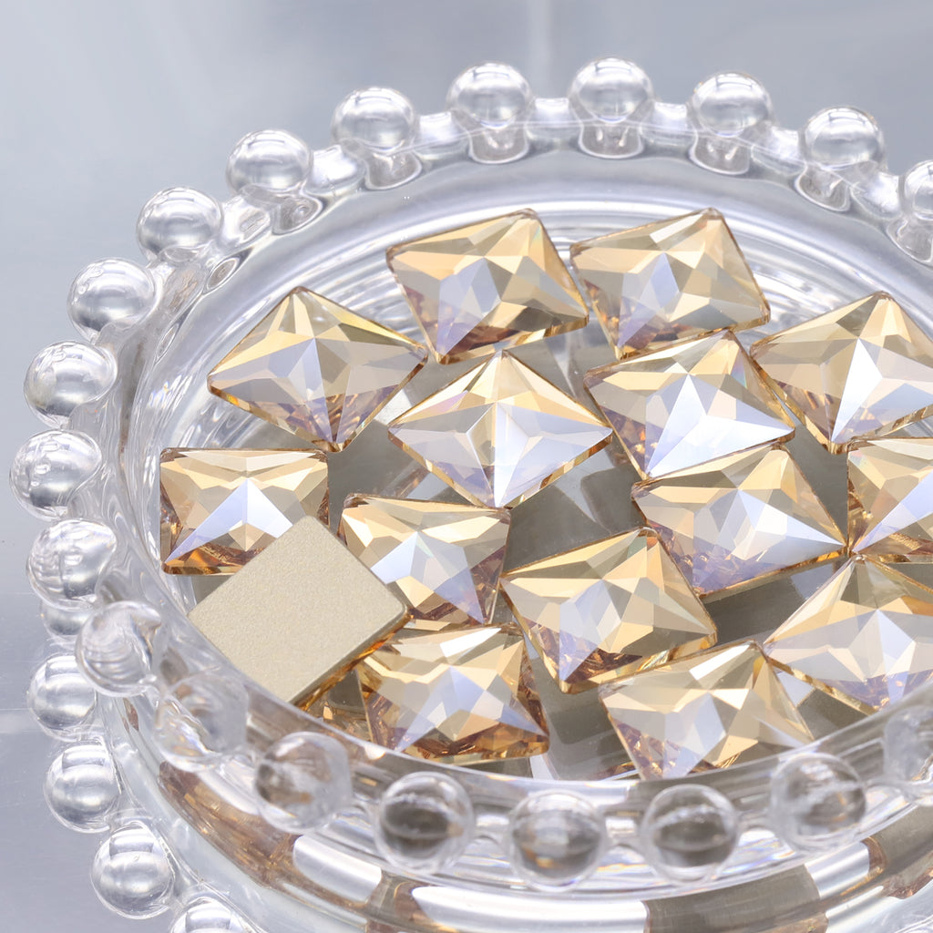 Golden Shadow Square Shape High Quality Glass Beveled Flat Back Rhinestones WholesaleRhinestone