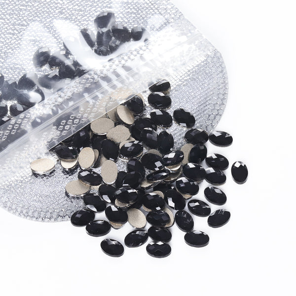 Oval Shape Black Flat Back Fancy Rhinestones WholesaleRhinestone