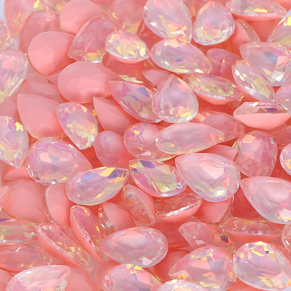 Water Red AM Drop Shape Glass Pointed Back Fancy Rhinestones